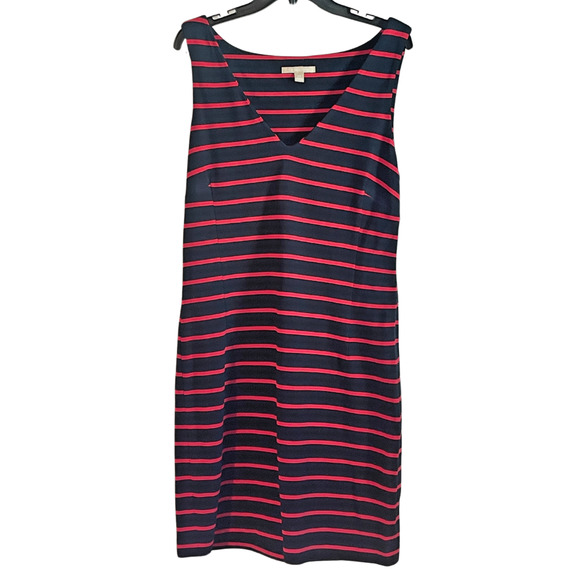 3-FOR-$30 Banana Republic Sz 12 Sleeveless Shift Dress V-Neck Stretch Knit Red - Picture 8 of 9